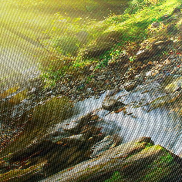 Tablou cu râul în pădurea verde (150x105 cm)