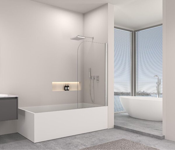 Erga Ozark, paravan de baie cu 1 aripă 70x140 cm, sticlă transparentă de 6 mm, profil cromat, ERG-V02-OZARK-070-CR