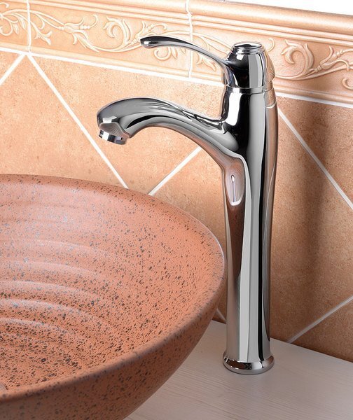 Baterie lavoar Sapho SPRING cu piedestal, fără scurgere, înaltă, cromată, 77081