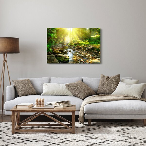 Tablou cu râul în pădurea verde (90x60 cm)