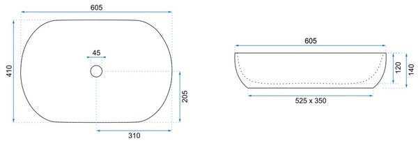 Lavoar oval de blat Rea Cleo, negru, REA-U0035