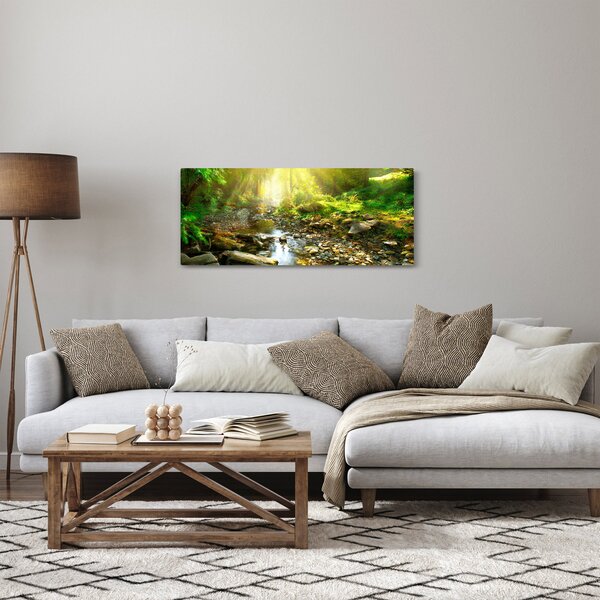 Tablou cu râul în pădurea verde (120x50 cm)