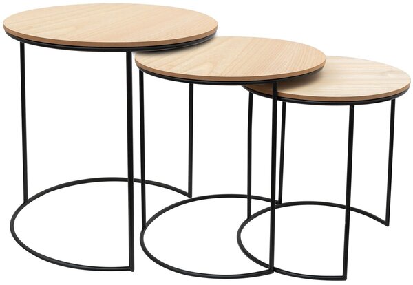 Rea Tutumi TWINS, set de măsuțe de cafea rotunde, 3 buc, SG1910-88, maro-negru, KRZ-06660