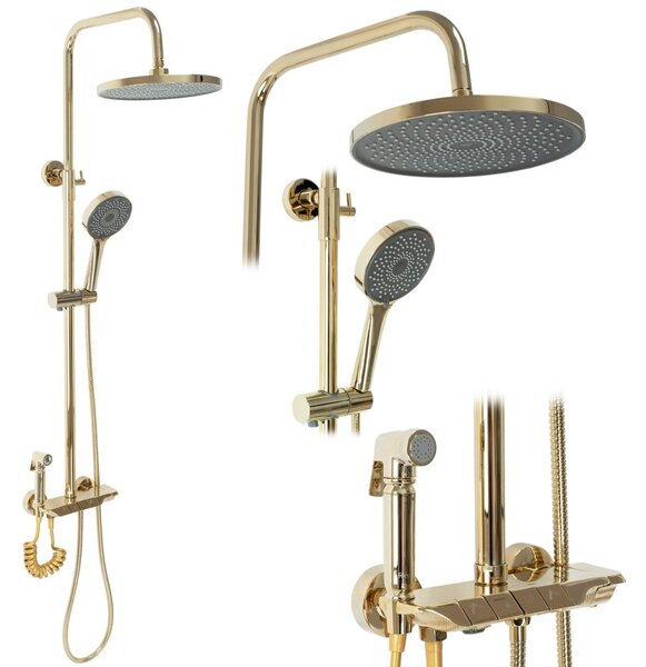 Rea Max, set de duș termostatic cu baterie, auriu strălucitor, REA-P6617