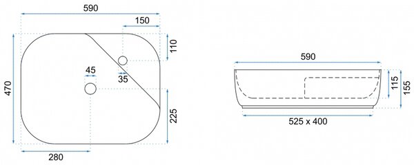 Lavoar oval de blat Rea Lea, alb, REA-U0842