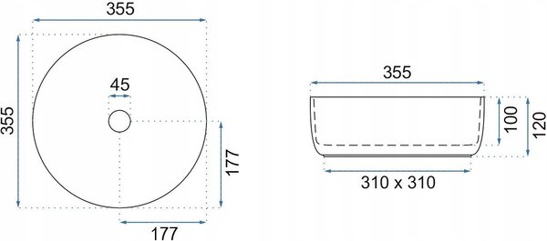 Lavoar rotund de blat Rea Ajax, imitație de piatră, REA-U4522