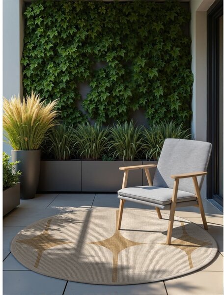 Covor pentru exterior și interior bej/fildeș rotund ø 160 cm Duet Bowen – NORTHRUGS