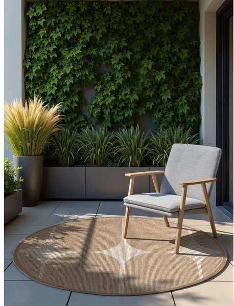 Covor pentru exterior și interior bej/fildeș rotund ø 160 cm Duet Bowen – NORTHRUGS