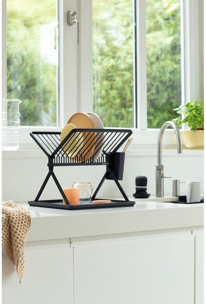 Scurgător de vase gri închis cu două nivele din metal 37x33 cm – Brabantia