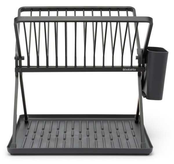 Scurgător de vase gri închis cu două nivele din metal 37x33 cm – Brabantia