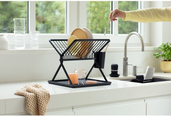 Scurgător de vase gri închis cu două nivele din metal 37x33 cm – Brabantia