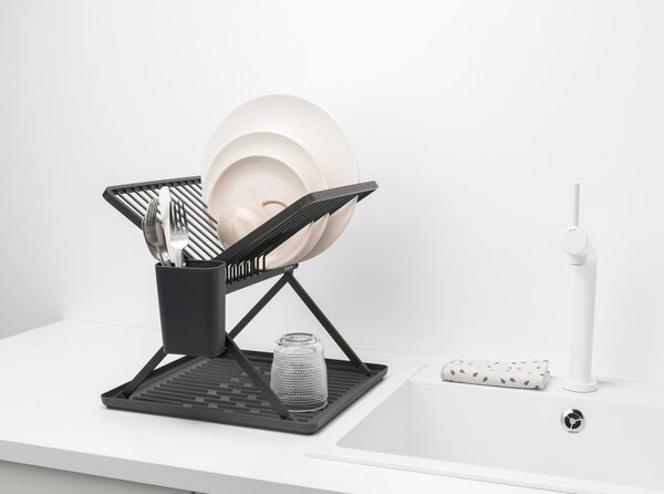 Scurgător de vase gri închis cu două nivele din metal 37x33 cm – Brabantia