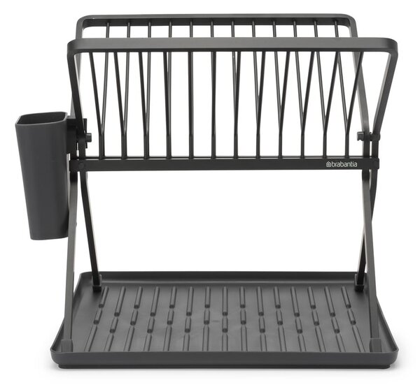 Scurgător de vase gri închis cu două nivele din metal 37x33 cm – Brabantia