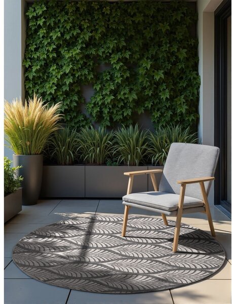 Covor pentru exterior și interior gri/fildeș rotund ø 160 cm Duet Liora – NORTHRUGS