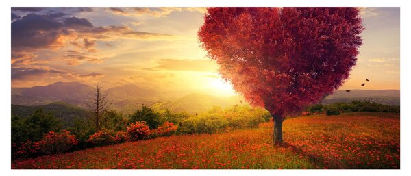 Tablou cu copaci în forma de inimă (120x50 cm)