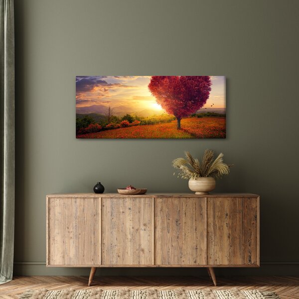 Tablou cu copaci în forma de inimă (120x50 cm)