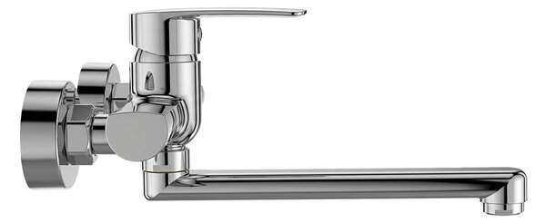 Mereo Mereo, Baterie de perete pentru chiuvetă Mereo, Pego, 150 mm, cu braț plat și drept 300 mm, cromat, MER-CB30206P