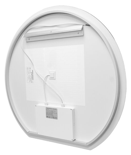 Mereo, Oglindă rotundă Mereo cu muchie dreaptă 800x740 mm, iluminare ambientală LED și dezaburitor, MER-CN185