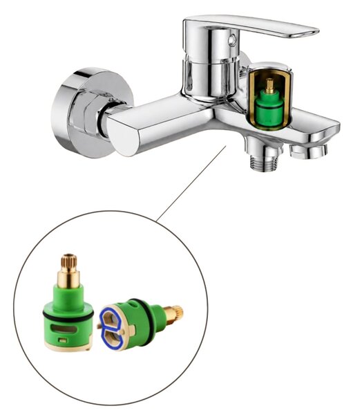 Mereo Mereo, Baterie de perete pentru cadă Mereo, Pego, 150 mm, cu divertor ceramic, fără accesorii, cromat, MER-CB90104P