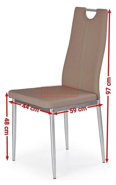 Scaun tapitat K202, crem/crom, piele ecologica/metal, 44X54X97 CM