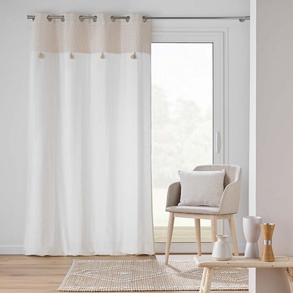 Draperie albă-bej din amestec de bumbac 140x240 cm Milano – douceur d'intérieur
