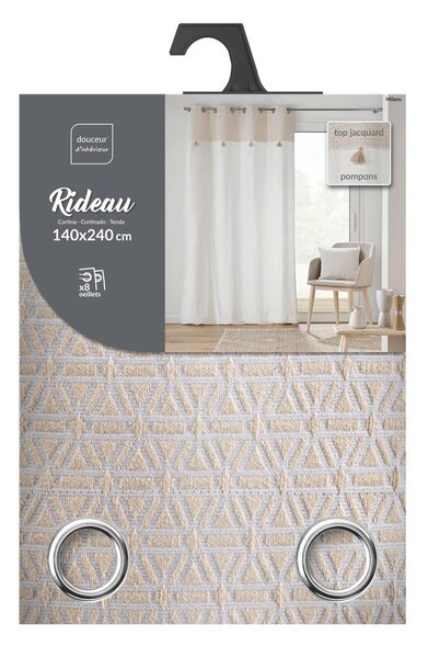 Draperie albă-bej din amestec de bumbac 140x240 cm Milano – douceur d'intérieur