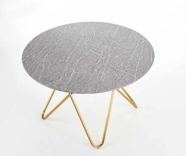 Masa BONELLO, gri/auriu, 120x120x76 cm