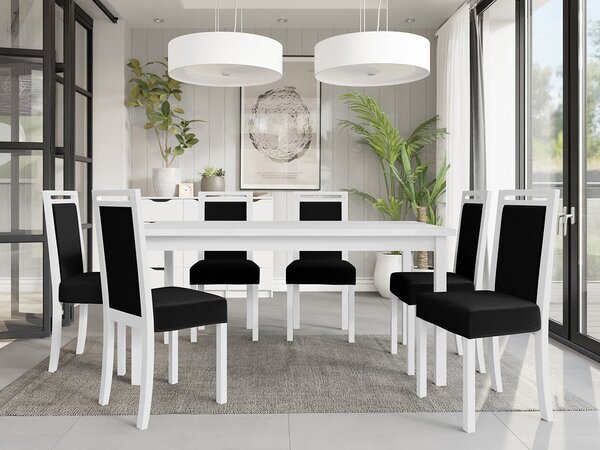 Z0ND0 Masă sufragerie extensibilă cu 6 scaune Asiduo AL3 (alb + negru). 1121727