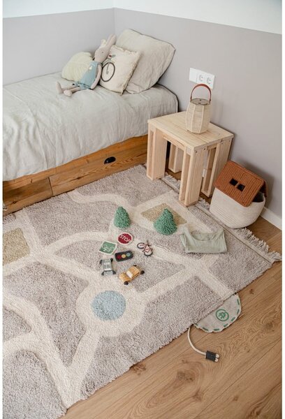 Covor de joacă pentru copii gri din bumbac 120x170 cm Eco-City – Lorena Canals