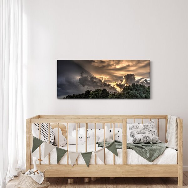 Tablou cu nori și pădure (120x50 cm)