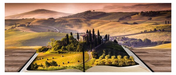 Tablou cu peisaj în carte (120x50 cm)