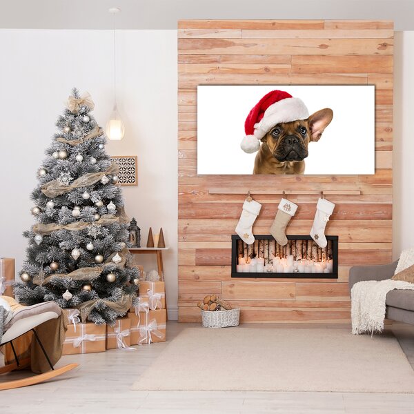Tablou pe sticla Bulldog Christmas Dog