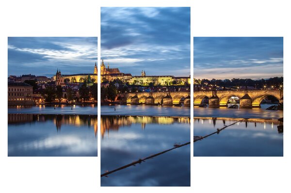 Tablou cu palatul din Praga și podul lui Carol (90x60 cm)