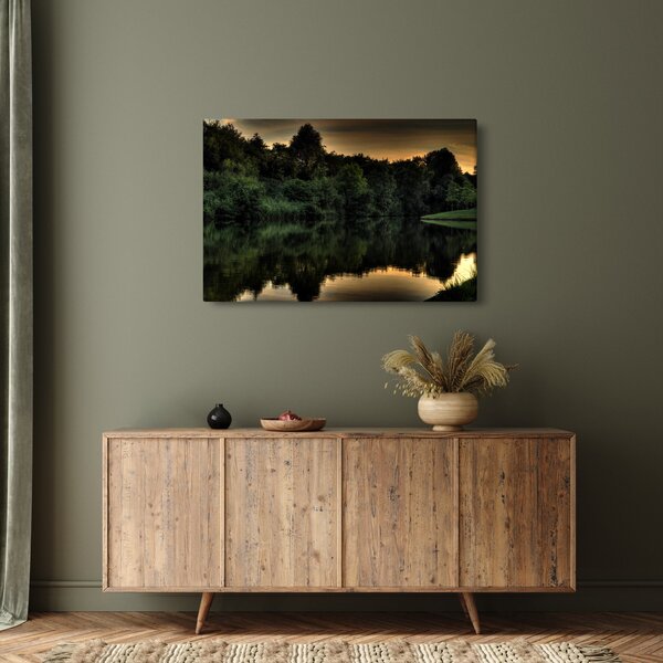 Tablou cu lac în pădure (90x60 cm)