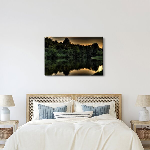 Tablou cu lac în pădure (90x60 cm)