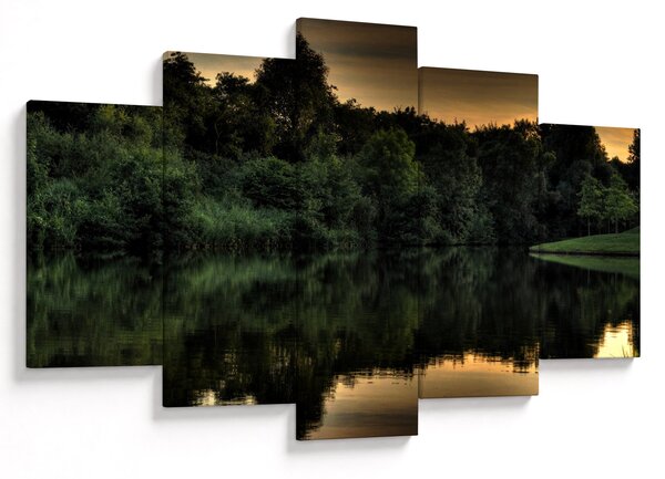 Tablou cu lac în pădure (150x105 cm)