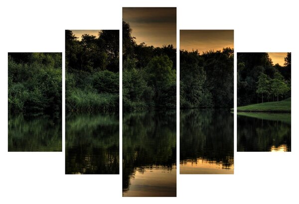 Tablou cu lac în pădure (150x105 cm)