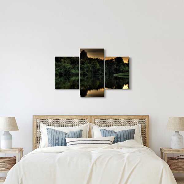 Tablou cu lac în pădure (90x60 cm)