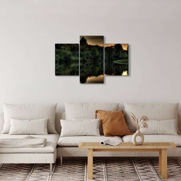 Tablou cu lac în pădure (90x60 cm)