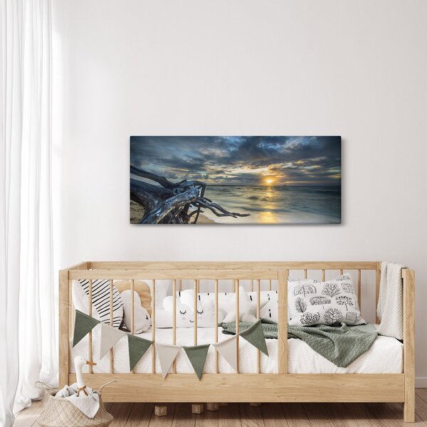 Tablou cu marea în apus de soare (120x50 cm)
