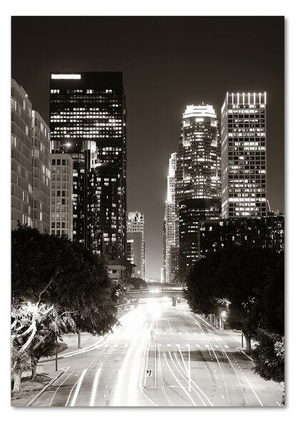 Tablou Printat Pe Sticlă Los Angeles, pe timp de noapte