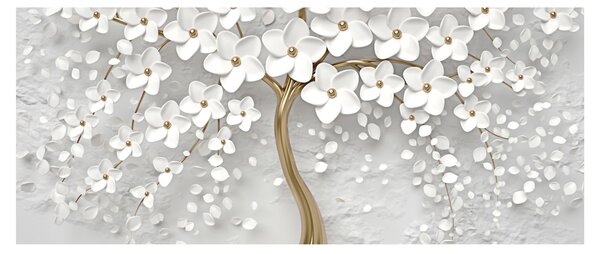Tablou cu copac alb cu flori (120x50 cm)