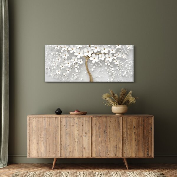 Tablou cu copac alb cu flori (120x50 cm)