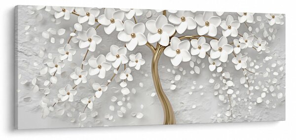 Tablou cu copac alb cu flori (120x50 cm)