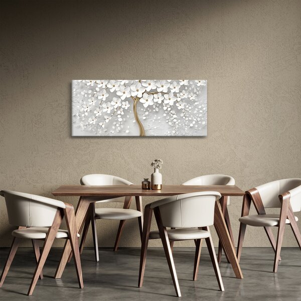 Tablou cu copac alb cu flori (120x50 cm)