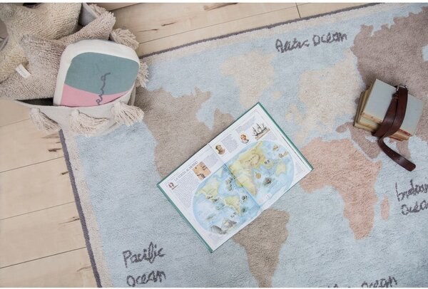 Covor pentru copii lavabil/țesut manual din bumbac 140x200 cm Vintage Map – Lorena Canals