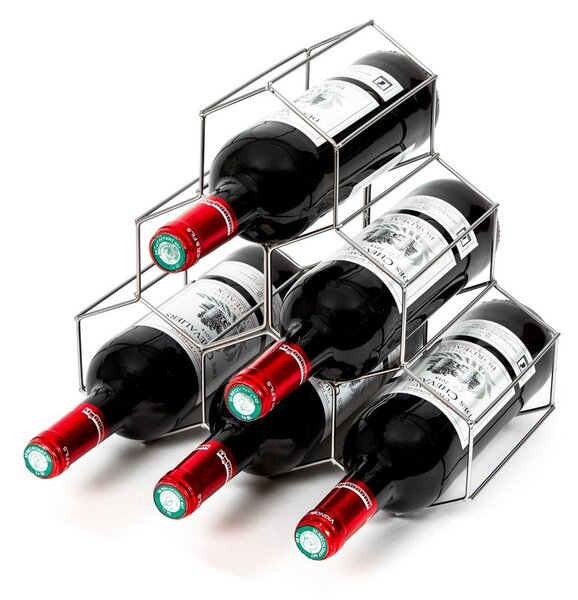 Suport metalic pentru sticle de vin Compactor, gri