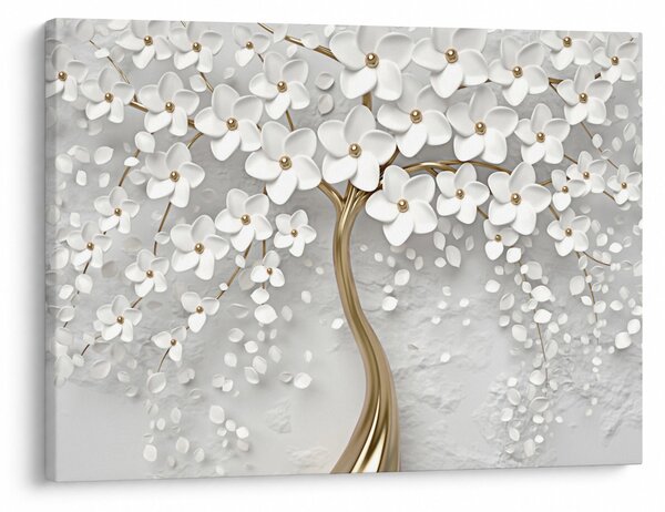 Tablou cu copac alb cu flori (70x50 cm)