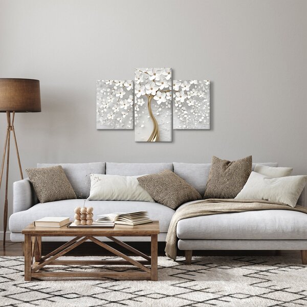 Tablou cu copac alb cu flori (90x60 cm)