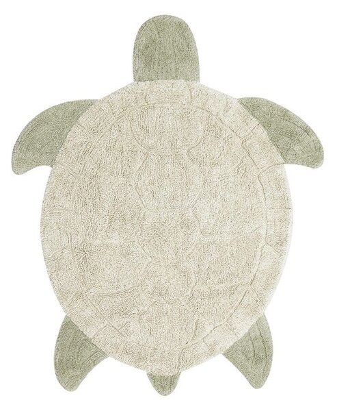 Covor pentru copii bej lavabil/țesut manual din bumbac 110x130 cm Sea Turtle – Lorena Canals